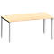 Bureau MODENA FLEX, rectangulaire, 4 pieds en tube carré, L 1600 x P 800 x H 720-820 mm, érable/aluminium blanc