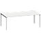 Bureau MODENA FLEX, rectangulaire, 4 pieds en tube carré, L 2000 x P 1000 x H 720-820 mm, gris clair/aluminium blanc