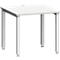 Bureau MODENA FLEX, vierkant, 4-poots vierkante buis, B 800 x D 800 x H 720-820 mm, lichtgrijs/wit aluminium