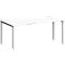 Bureau MODENA FLEX, vrije vorm, aanbouw links, 4-poots vierkante buis, B 1800 x D 1000/800 x H 720-820 mm, wit/wit aluminium