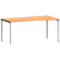 Bureau MODENA FLEX, vrije vorm, aanbouw rechts, 4-poots vierkante buis, B 1800 x D 1000/800 x H 720-820 mm, beuken/wit aluminium