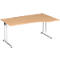 Bureau PALENQUE avec extension, pieds en C, asymétrique, extension à droite, l. 1800 x P 800/1000 x H 720 mm, coloris hêtre