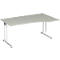 Bureau PALENQUE avec extension, pieds en C, asymétrique, extension à droite, l. 1800 x P 800/1000 x H 720 mm, gris clair