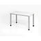 Bureau, rectangulaire, 4 pieds, tube carré, L 1200 x P 672 x H 685-810 mm, blanc/argenté