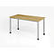 Bureau, rectangulaire, 4 pieds, tube rond, L 1400 x P 672 x H 685-810 mm, Chêne sauvage/argenté