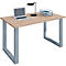 Bureau, rectangulaire, base à console, L 1400 x P 800 x H 760 mm, chêne/argent Sonoma