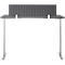 Bureau gris réglable en hauteur avec panneau acoustique gris.