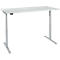 Bureau, réglage électrique de la hauteur, piétement en T, L 1600 x P 800 x H 620-1270 mm, gris clair/aluminium blanc + interrupteur à mémoire