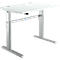 Bureau Standard, hauteur réglable électriquement, rectangulaire, piétement en C, L 1200 x P 800 x H 725-1185 mm, gris clair/aluminium blanc RAL 9006 