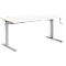 Bureau Standard, rectangulaire, hauteur réglable manuellement par manivelle, piétement en C, L 1200 x P 800 x H 728-1188 mm, blanc/aluminium blanc
