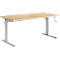 Bureau Standard, rectangulaire, hauteur réglable manuellement par manivelle, piétement en C, L 1200 x P 800 x H 728-1188 mm, décor érable/aluminium blanc