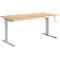 Bureau Standard, rectangulaire, hauteur réglable manuellement par manivelle, piétement en C, L 1600 x P 800 x H 728-1188 mm, décor érable/aluminium blanc