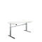 Bureau Standard, réglage électrique de la hauteur, forme libre, approche à droite, pied en C, L 1800 x P 1000/800 x H 725-1185 mm, blanc/alu blanc
