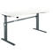 Bureau Standard, réglage électrique de la hauteur, forme libre, approche à droite, pied en C, L 1800 x P 1000/800 x H 725-1185 mm, blanc/anthracite