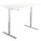 Bureau Start Off, hauteur réglable électriquement, rectangulaire, piétement en T, L 1200 x P 800 x H 755-1255 mm, blanc/alu blanc