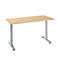 Bureau Start Off Home Office, B 1300 x D 650 x H 735 mm, T-voet, ahorn/blank aluminiumkleurig