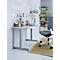 Bureau Start Off Home Office, B 1300 x D 650 x H 735 mm, T-voet, lichtgrijs/blank aluminiumkleurig