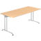 Bureau TARA, pieds en C, rectangulaire, l. 1800 x P 800 x H 720 mm, coloris érable