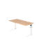 Bureau TARVIS, pieds en C, carré, l. 1600 mm, armature blanche, hauteur ajustable, coloris chêne