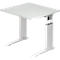 Bureau TARVIS, pieds en C, carré, l. 800 mm, armature blanche, hauteur ajustable, gris clair