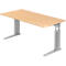 Bureau TARVIS, pieds en C, rectangulaire, l. 1600 mm, armature argentée, hauteur ajustable, coloris érable