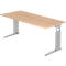 Bureau TARVIS, pieds en C, rectangulaire, l. 1800 mm, armature argentée, hauteur ajustable, coloris chêne