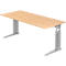 Bureau TARVIS, pieds en C, rectangulaire, l. 1800 mm, armature argentée, hauteur ajustable, coloris érable
