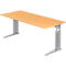 Bureau TARVIS, pieds en C, rectangulaire, l. 1800 mm, armature argentée, hauteur ajustable, coloris hêtre