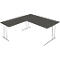 Bureau Toledo, avec table d’extension, hauteur ajustable, pieds en C, l. 1600 x P 800 mm, anthracite