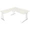 Bureau Toledo, avec table d’extension, hauteur ajustable, pieds en C, l. 1600 x P 800 mm, blanc