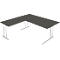 Bureau Toledo, avec table d’extension, hauteur ajustable, pieds en C, l. 1800 x P 800 mm, anthracite
