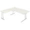 Bureau Toledo, avec table d’extension, hauteur ajustable, pieds en C, l. 1800 x P 800 mm, blanc