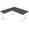 Bureau Toledo, avec table d’extension, hauteur ajustable, pieds en C, l. 2000 x P 1000 mm, anthracite
