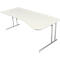 Bureau Toledo, hauteur ajustable, asymétrique, extension à droite/à gauche, pieds en C, l. 1950 x P 800/1000 mm, blanc