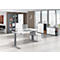 Bureau TOPAS LINE, elektrisch in hoogte verstelbaar, C-poot, B 1200 x D 800 x H 650-1300 mm, aluminium lichtgrijs/wit + memory schakelaar, kabelgoot