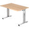 Bureau ULM, pieds en C, rectangulaire, l. 1200 x P 800 x H 650 - 850 mm, coloris chêne