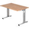 Bureau ULM, pieds en C, rectangulaire, l. 1200 x P 800 x H 650 - 850 mm, coloris noyer