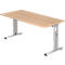 Bureau ULM, pieds en C, rectangulaire, l. 1600 x P 800 x H 650 - 850 mm, coloris chêne