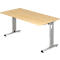 Bureau ULM, pieds en C, rectangulaire, l. 1600 x P 800 x H 650 - 850 mm, coloris érable
