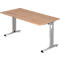 Bureau ULM, pieds en C, rectangulaire, l. 1600 x P 800 x H 650 - 850 mm, coloris noyer