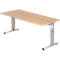 Bureau ULM, pieds en C, rectangulaire, l. 1800 x P 800 x H 650 - 850 mm, coloris chêne