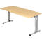 Bureau ULM, pieds en C, rectangulaire, l. 1800 x P 800 x H 650 - 850 mm, coloris érable