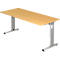 Bureau ULM, pieds en C, rectangulaire, l. 1800 x P 800 x H 650 - 850 mm, coloris hêtre