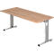 Bureau ULM, pieds en C, rectangulaire, l. 1800 x P 800 x H 650 - 850 mm, coloris noyer