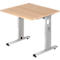 Bureau ULM, pieds en C, rectangulaire, l. 800 x P 800 x H 650 - 850 mm, coloris chêne