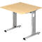 Bureau ULM, pieds en C, rectangulaire, l. 800 x P 800 x H 650 - 850 mm, coloris érable