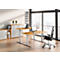 Bureau Ulm, réglable en hauteur électriquement, piétement en T, L 1600 mm, hêtre
