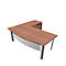 Bureau X-TIME-WORK avec meuble d'angle, 4 pieds, arrondi, l. 2000 x P 900 x H 740 mm, coloris noix Canaletto/blanc