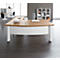 Bureau X-TIME-WORK avec meuble d'angle, 4 pieds, arrondi, l. 2000 x P 900 x H 740 mm, coloris noix Canaletto/blanc