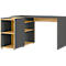 Bureautafel Austin met sideboard, 5 open vakken, B 1290 x D 1070 x H 760 mm, grafiet/eik